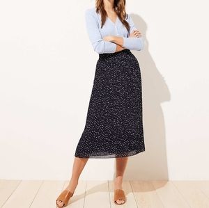 NWT LOFT Dotted Pleated Midi Skirt